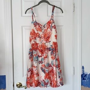 Pink and white floral water color dress - strappy open back - Charlotte Russo S